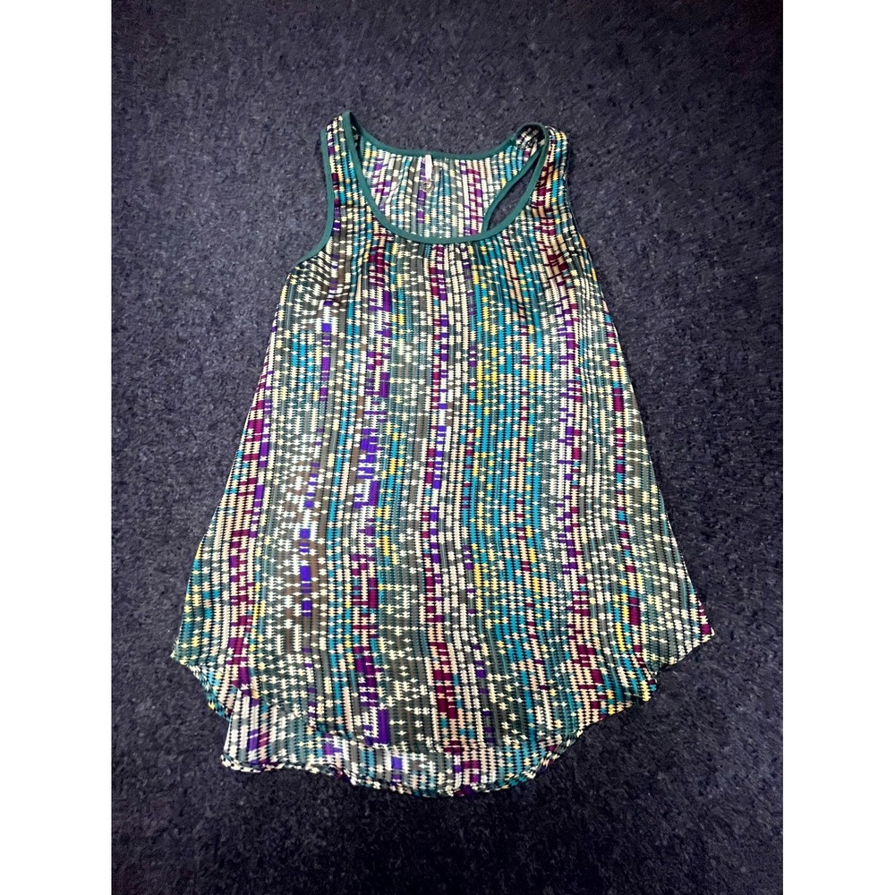 Robin K. Tank Top Women's Small Multicolor Geometric Print Made in USA Racerback